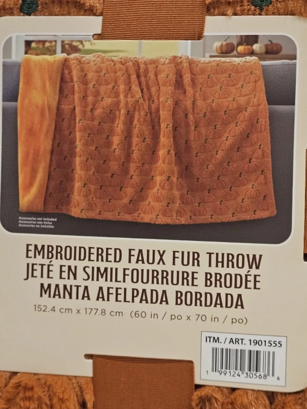 NWT Costco Halloween Faux Fur Throw Blanket Pumpkin 🎃🧡
